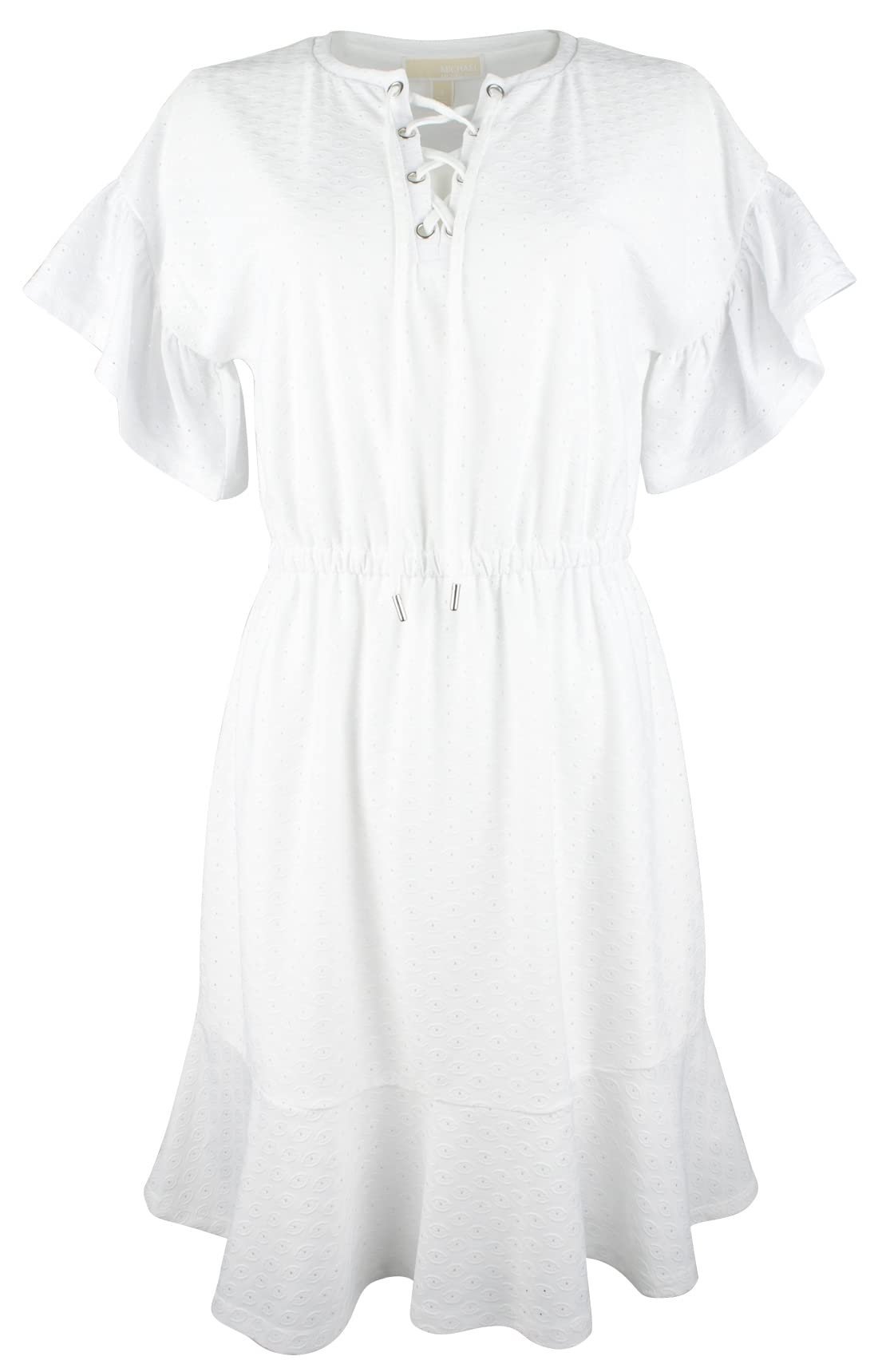 Women's Plus Size Faux Elastic Waist Dress 0X White