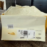 NEW Fendi Women's Baguette FF Leather Flat Slide Sandals Yellow 36.5 (6.5)