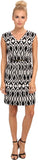 by ASL Women's Belted Geo Print Jersey Sheath Dress-BW-8 Black-White