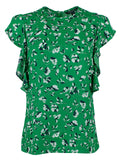 Lauren Ralph Lauren Women's Petite Floral Georgette Ruffle Sleeve Top GM PM