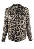 Michael Kors Women's Animal Print Zipper Pocket Blouse BW XX Small