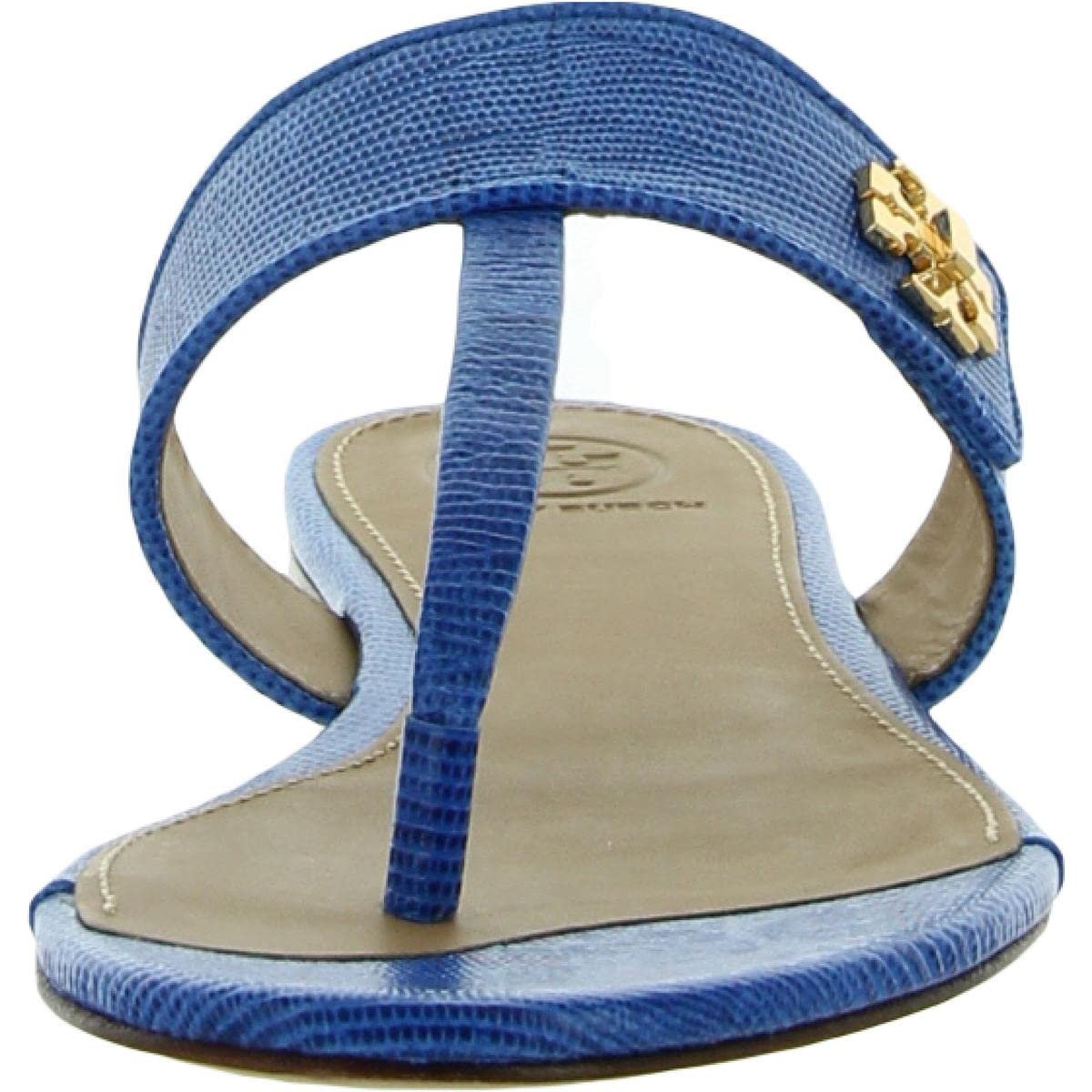 Tory Burch Womens Kira Leather Thong Flat Sandals Blue 6 Medium (B,M)