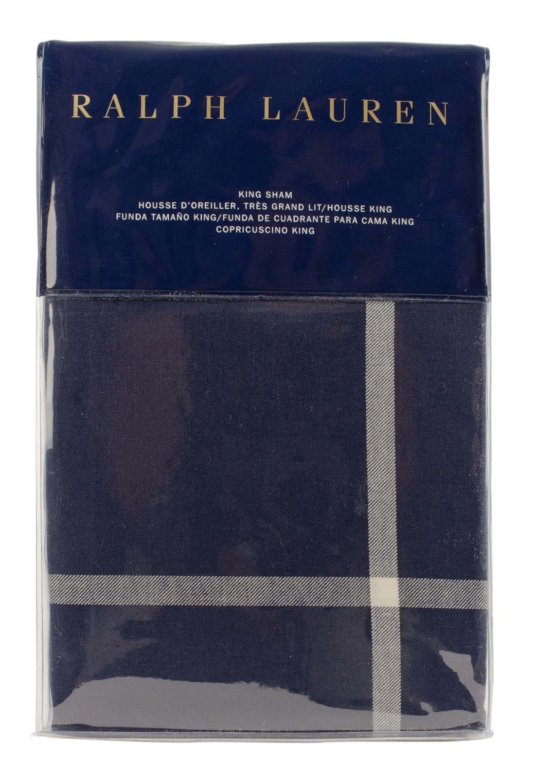 Modern Equestrian One King Sham-20X36 IN/51 x 91cm -Navy/Cream