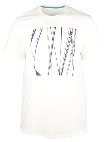 AX Armani Exchange Men's Graphic Lines Slim Fit T-Shirt-W-XL White