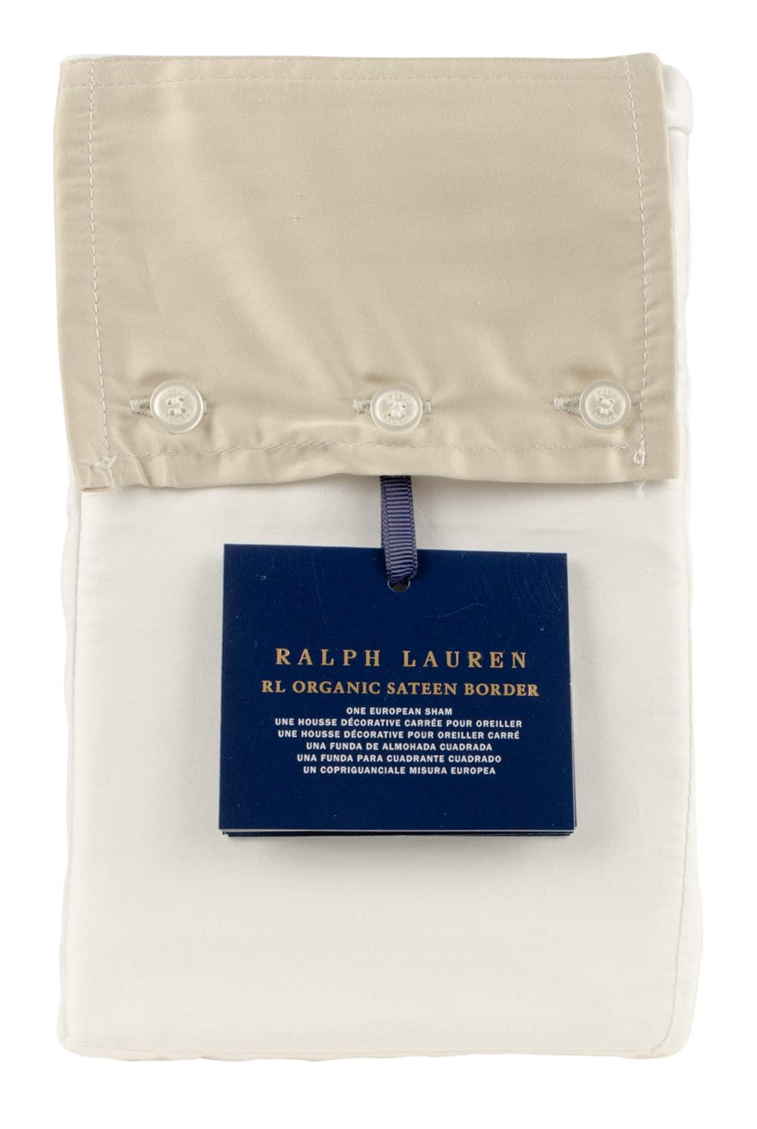RL Organic Sateen Border One European Sham- Polo Navy