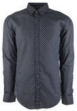 Men's Robbie Sharp Fit Long Sleeve Shirt-DB-Large Dark Blue