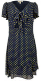 Michael Kors Women's V Neck Short Flutter Sleeve Tiered Ruffled Hem Fit and