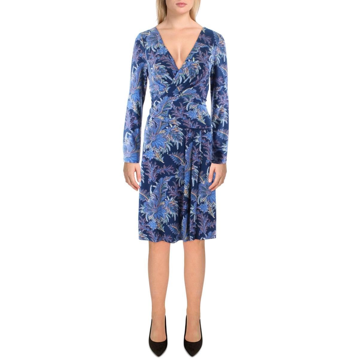 Lauren Ralph Lauren Womens Long Sleeve Knee Wear to Work Dress Navy 16
