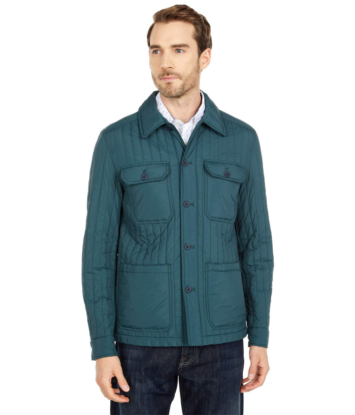 Michael Kors Vertical Quilted Shift Jacket Spruce Green XL