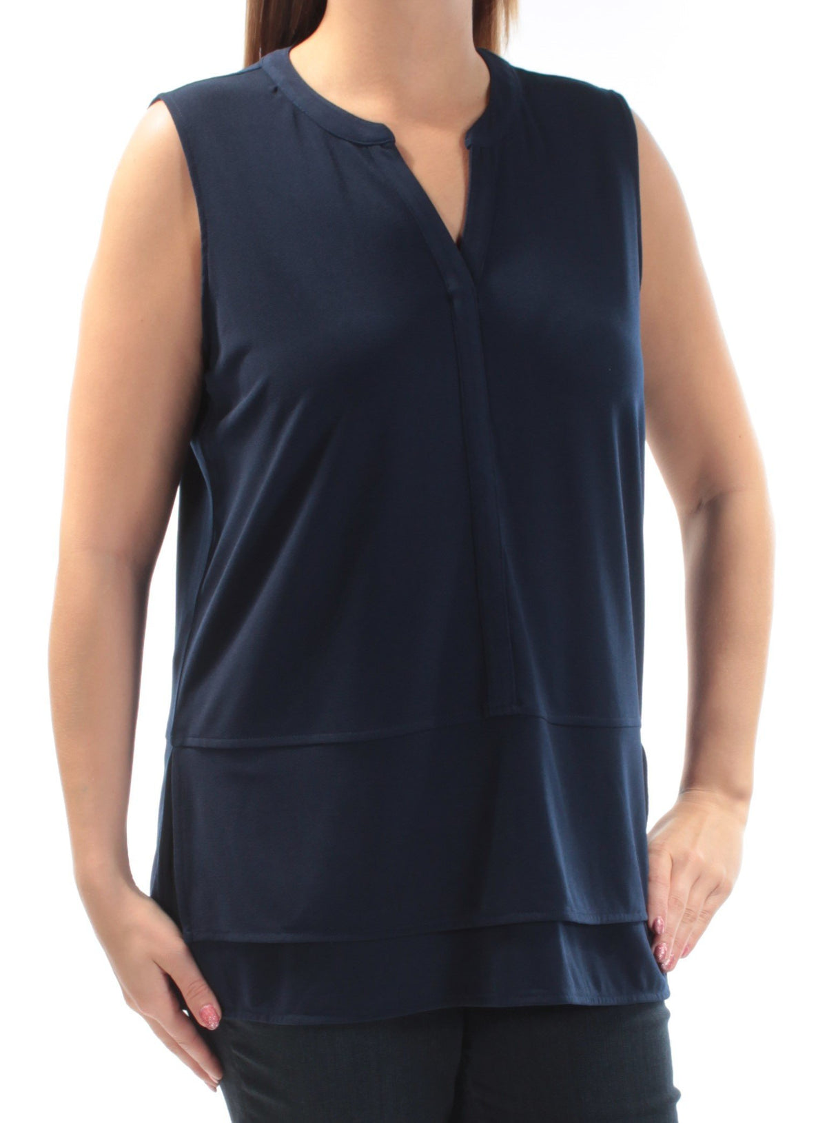 Women's Sleeveless Layered Top-I-L Indigo