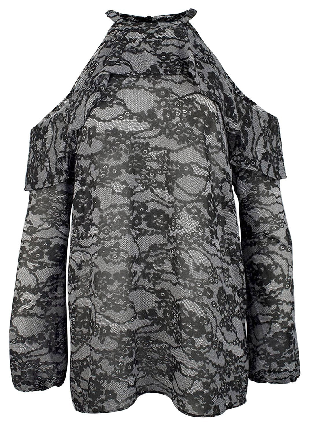 Michael Kors Women's Cold-Shoulder Halter Blouse Black/White