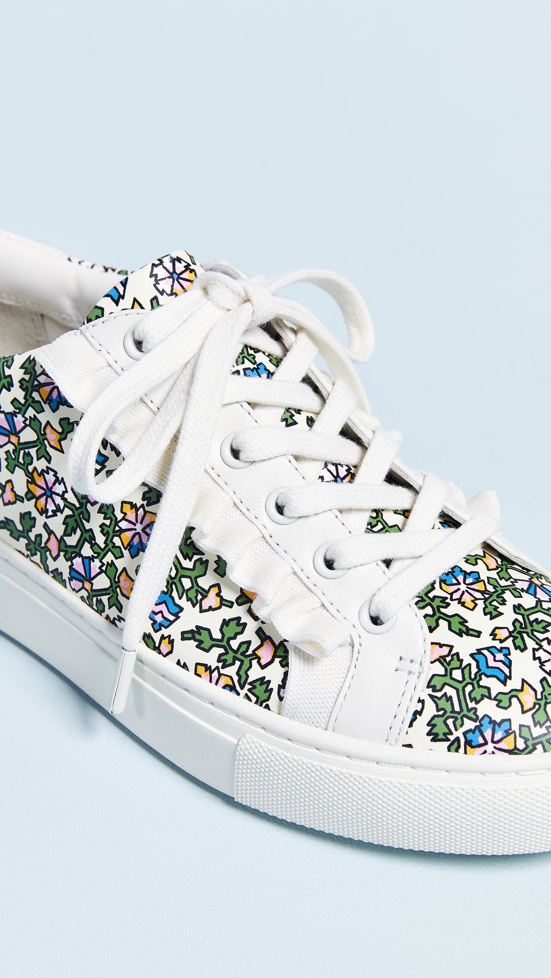 Tory Sport Women's Ruffle Sneakers, Wild Pansy/New Ivory, Floral, 9 M US