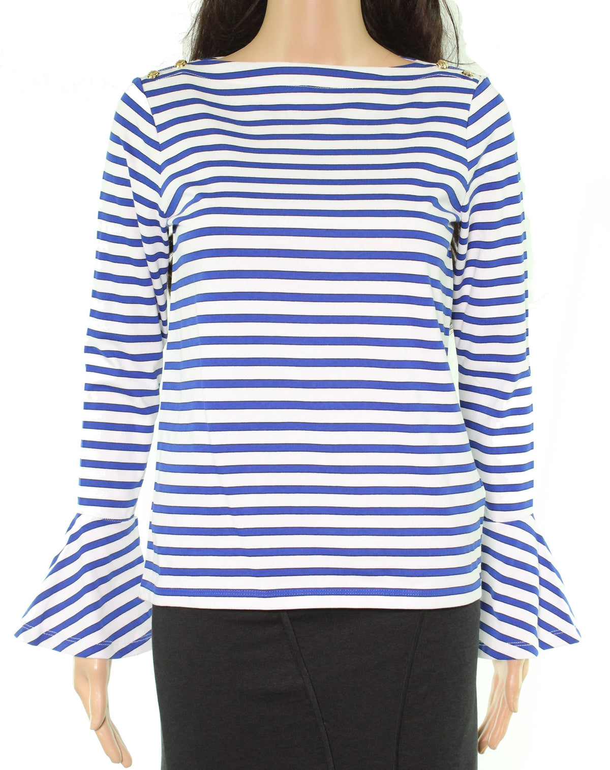 Women's Top Petite Striped Bell Sleeve PXS