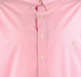 POLO RALPH LAUREN Men's Big & Tall Classic Fit Long Sleeve Poplin Shirt 4XB Pink/White