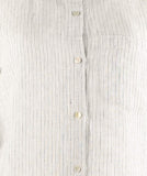 Eileen Fisher Womens Linen Striped Button-Down Top Navy XS