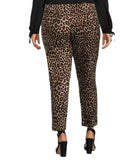 Michael Michael Kors Plus Size Cheetah Print Ponte Knit Pull-On Slim Leg Ankle Pants (US, Alpha, 3X, Plus, Regular, Dark Camel)