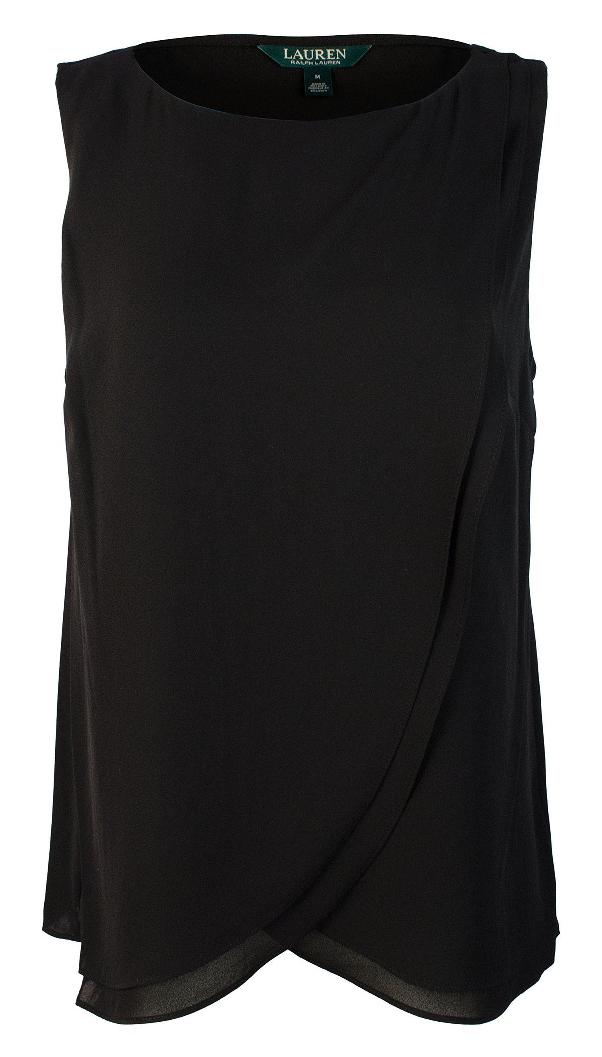 Lauren by Ralph Lauren Women's Tank Overlay Blouse Black XL