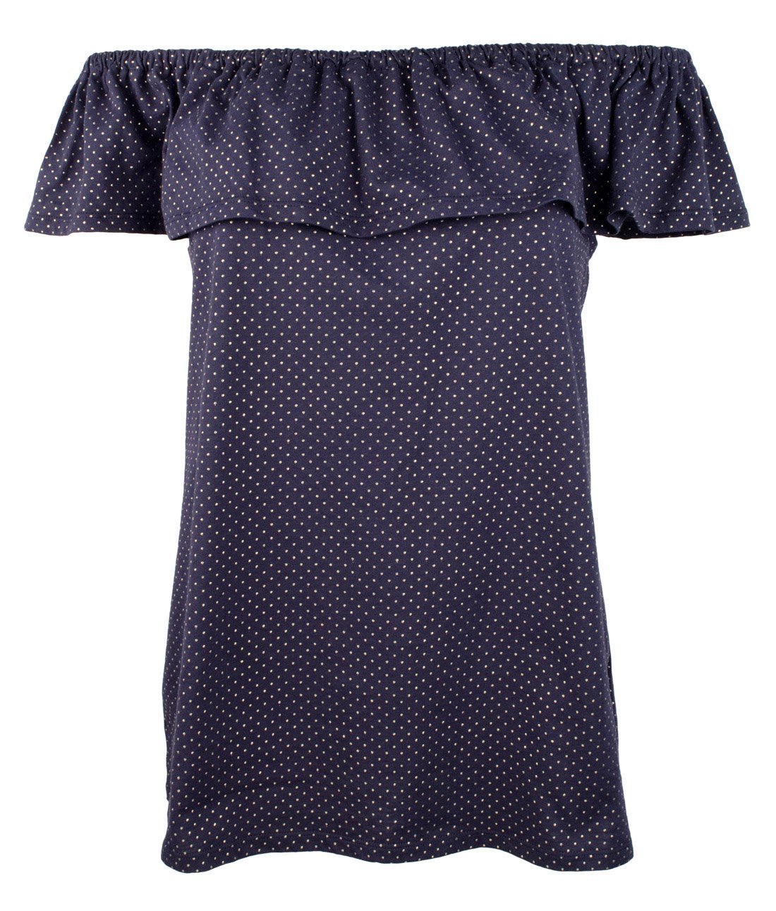 Women's Off-The-Shoulders Flounce Top-I-S True Navy