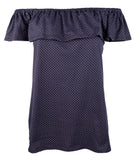 Women's Off-The-Shoulders Flounce Top-I-S True Navy