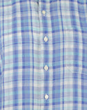 Tommy Bahama Men's Paradiso Plaid Linen Long Sleeve Shirt Medium Place Blue