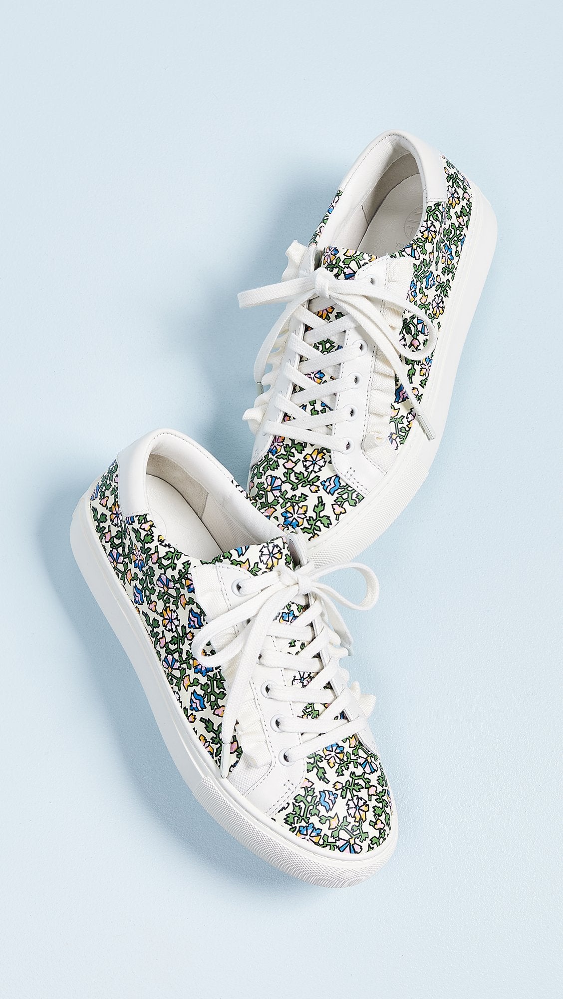 Tory Sport Women's Ruffle Sneakers, Wild Pansy/New Ivory, Floral, 9 M US