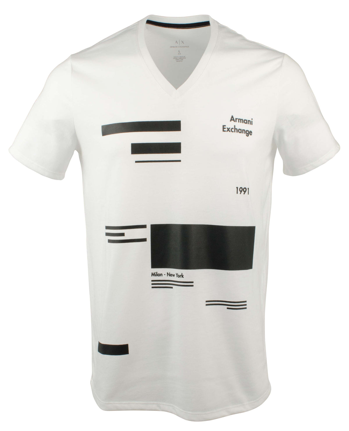 Armani Exchange Men's Slim Short Sleeve Milan New York V-Neck T-Shirt Wht XXL