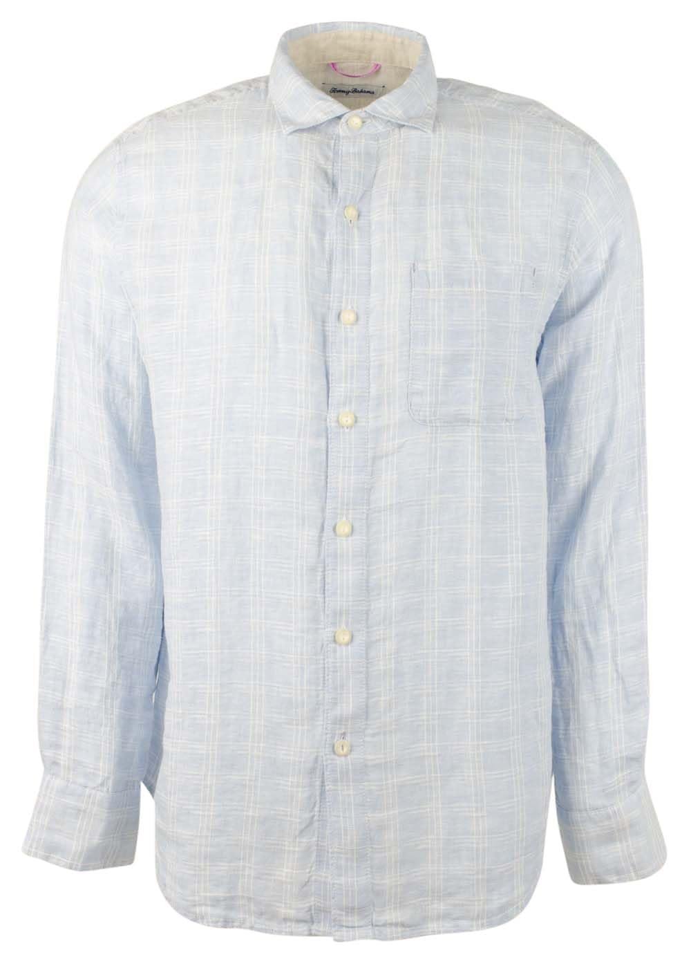 Tommy Bahama Men's Ventana Plaid Linen Long Sleeve Button-Down Shirt LSky Medium