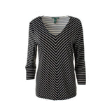 Ralph Lauren Women's V Neck Chevron Print Top