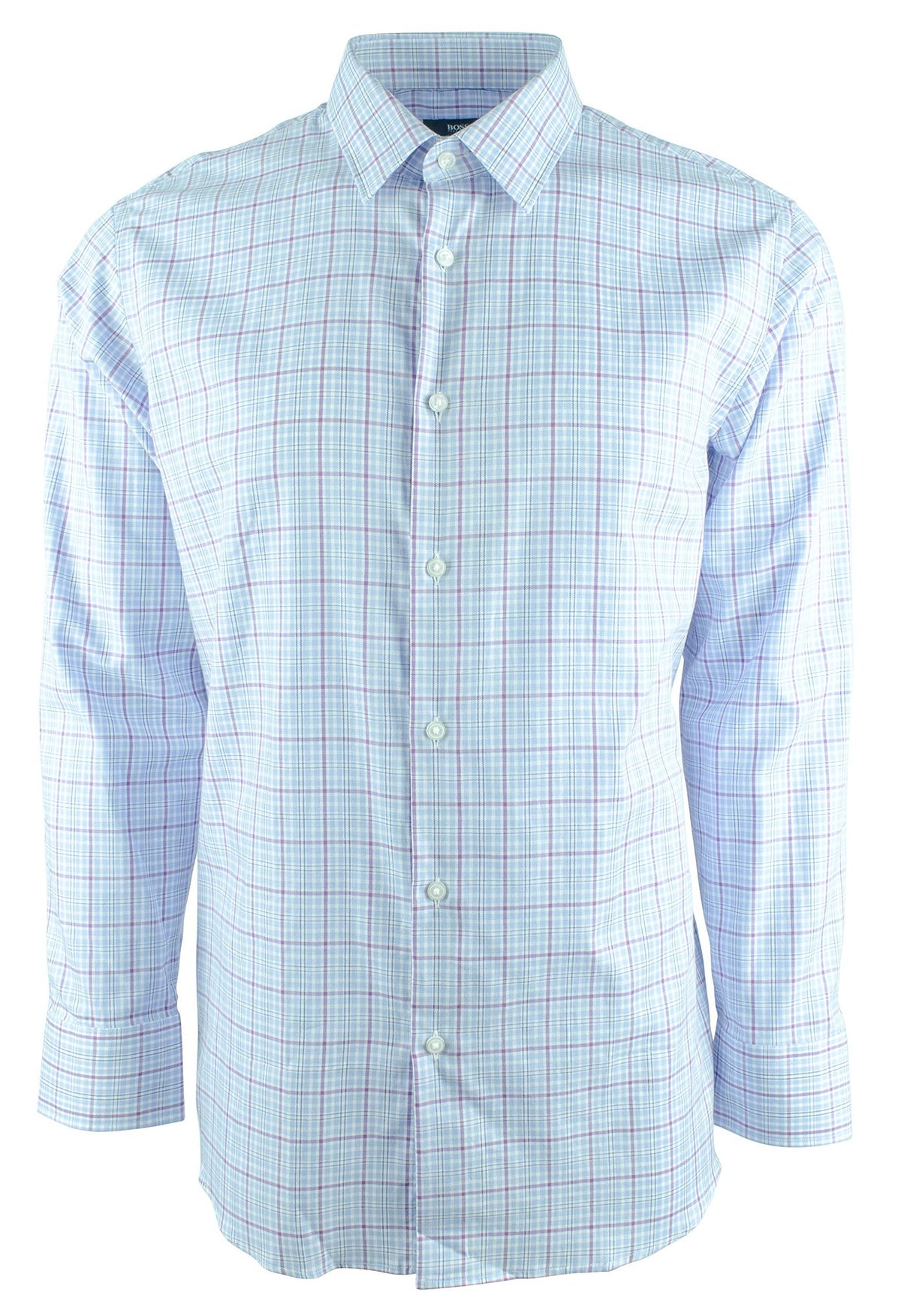 Hugo Boss Men's Enzo Plaid Regular Fit Long Sleeve Button Down Shirt 17.5-34-35 Dark Pink