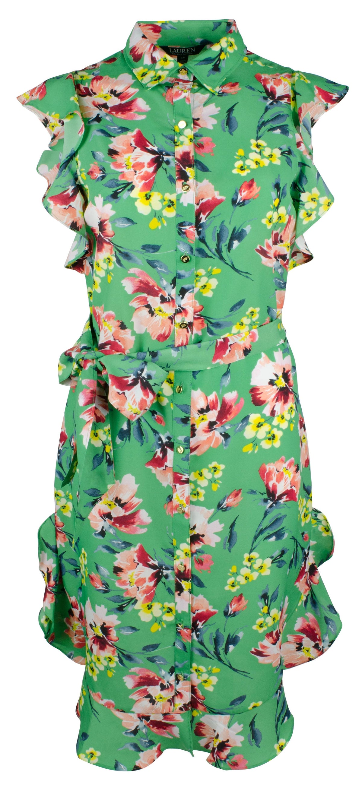 Lauren Ralph Lauren Women's Petite Flutter Sleeve Midi Dress M 8P