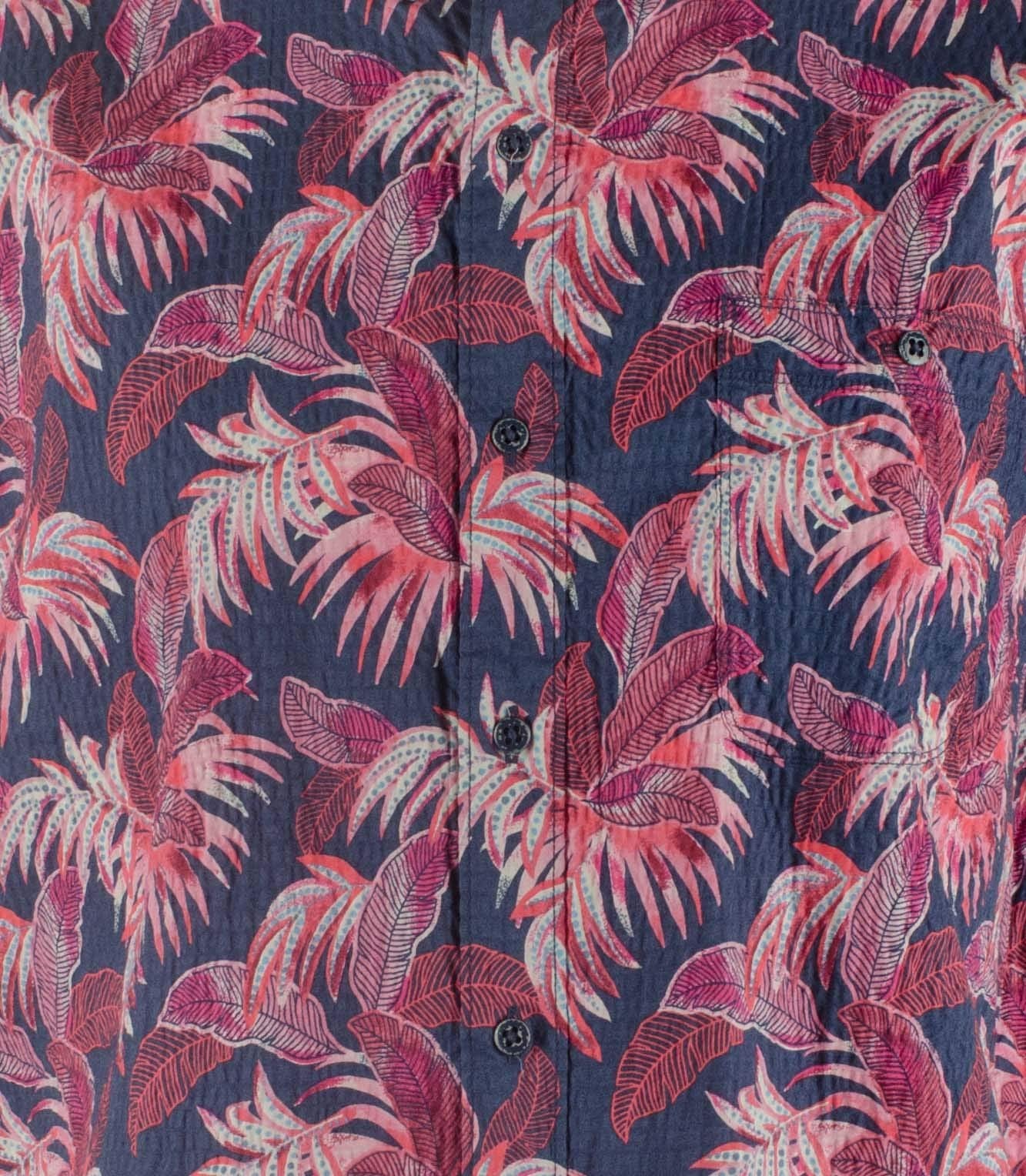 Tommy Bahama Men's Fenua Fronds Short Sleeve Camp Shirt Ocean Deep Small