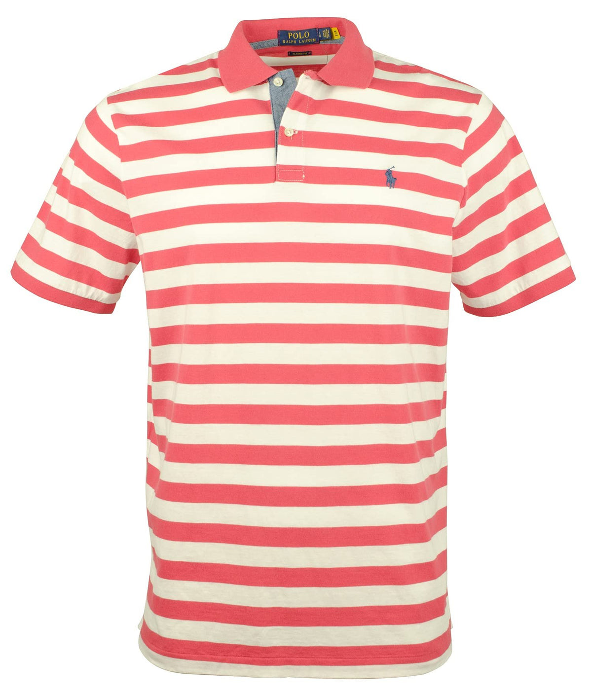 Men's Classic Fit Striped Jersey Polo Shirt-NRW-Small