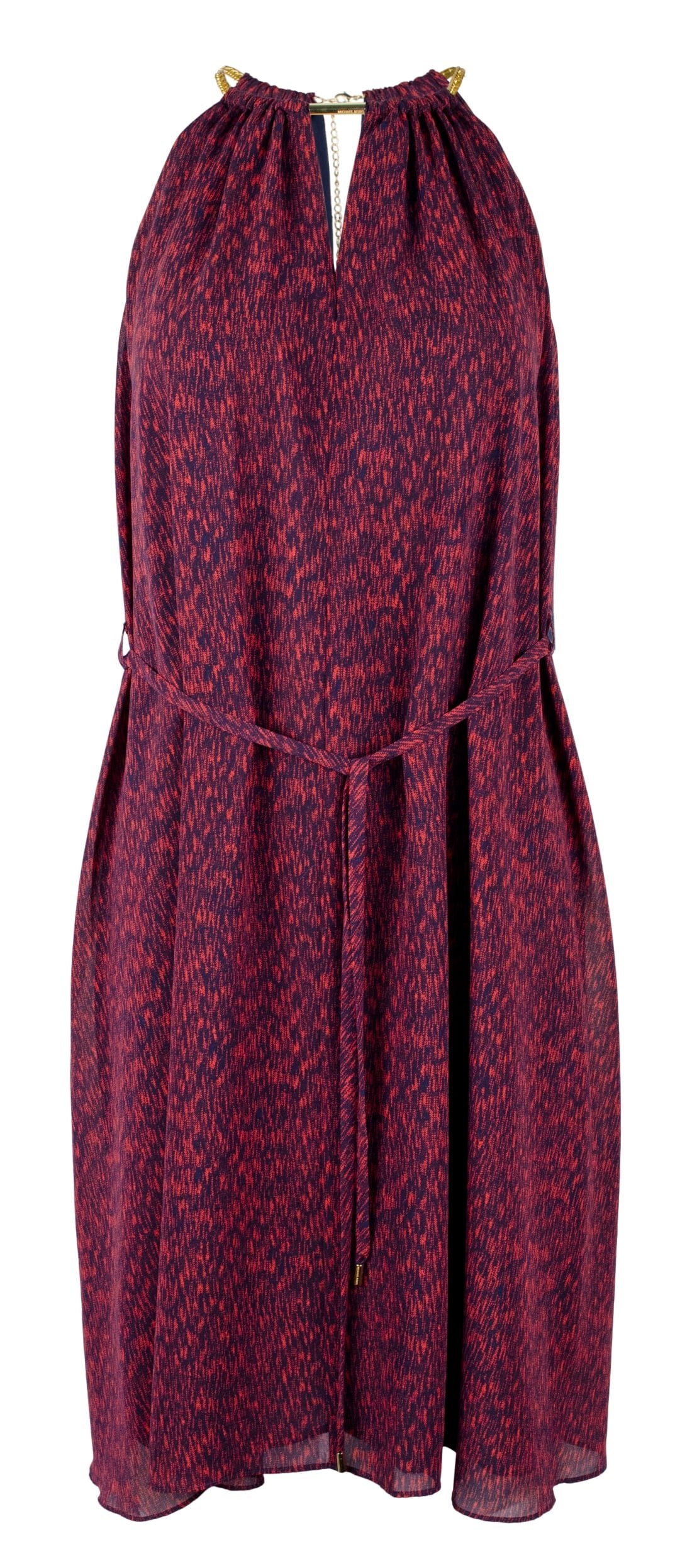 Women's Space Dye Halter Chain Neck Dress-NR-XS