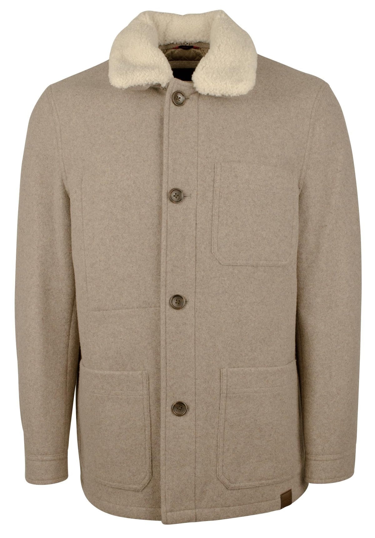 Michael Kors Men's Faux Shearling Collar Wool Blend Jacket