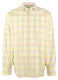 Bugatchi Men's Plaid Classic Fit Long Sleeve Shirt Medium Lemon