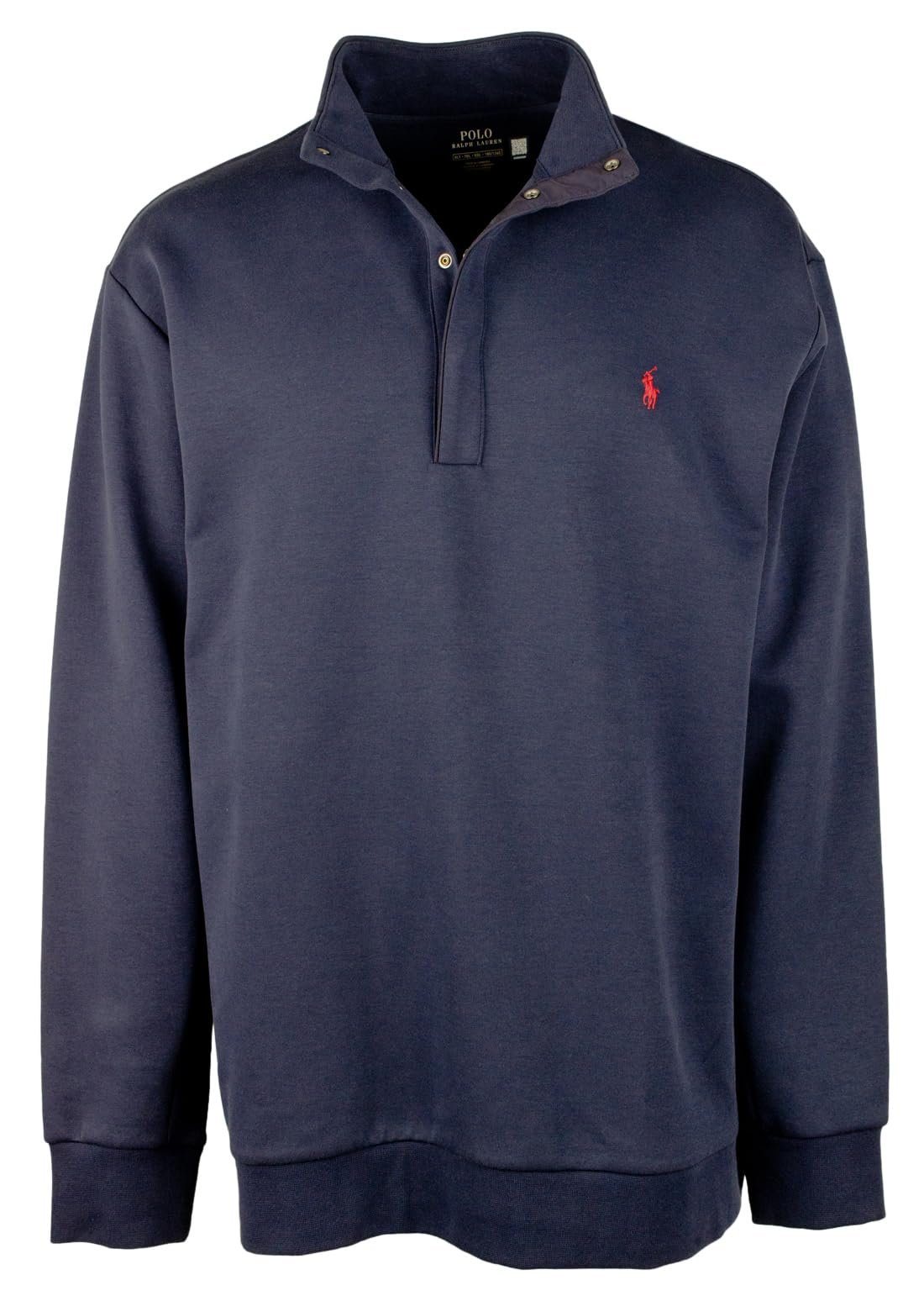 POLO RALPH LAUREN Men's Big & Tall Double-Knit Quarter Snap Pullover Shirt NVY XLT