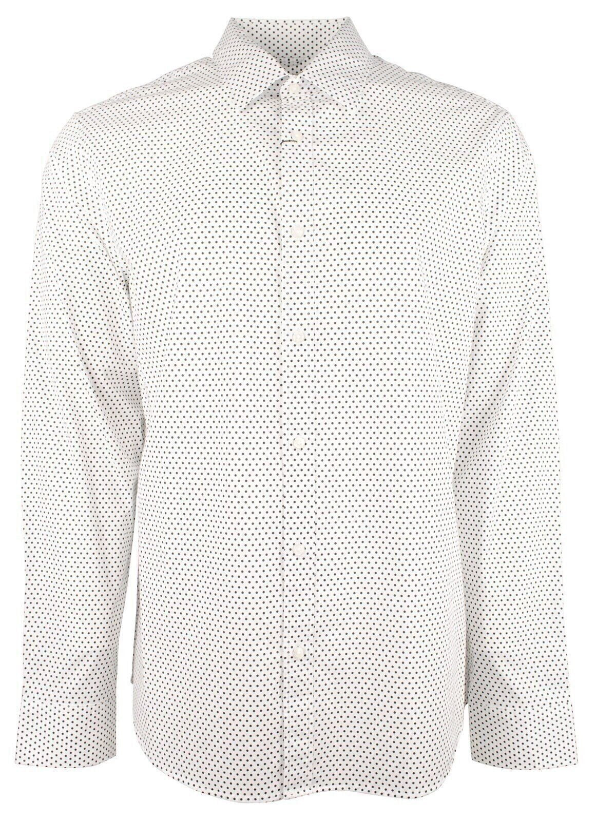 Michael Kors Men's Stretch Polka Dots Slim Fit Long Sleeve Shirt