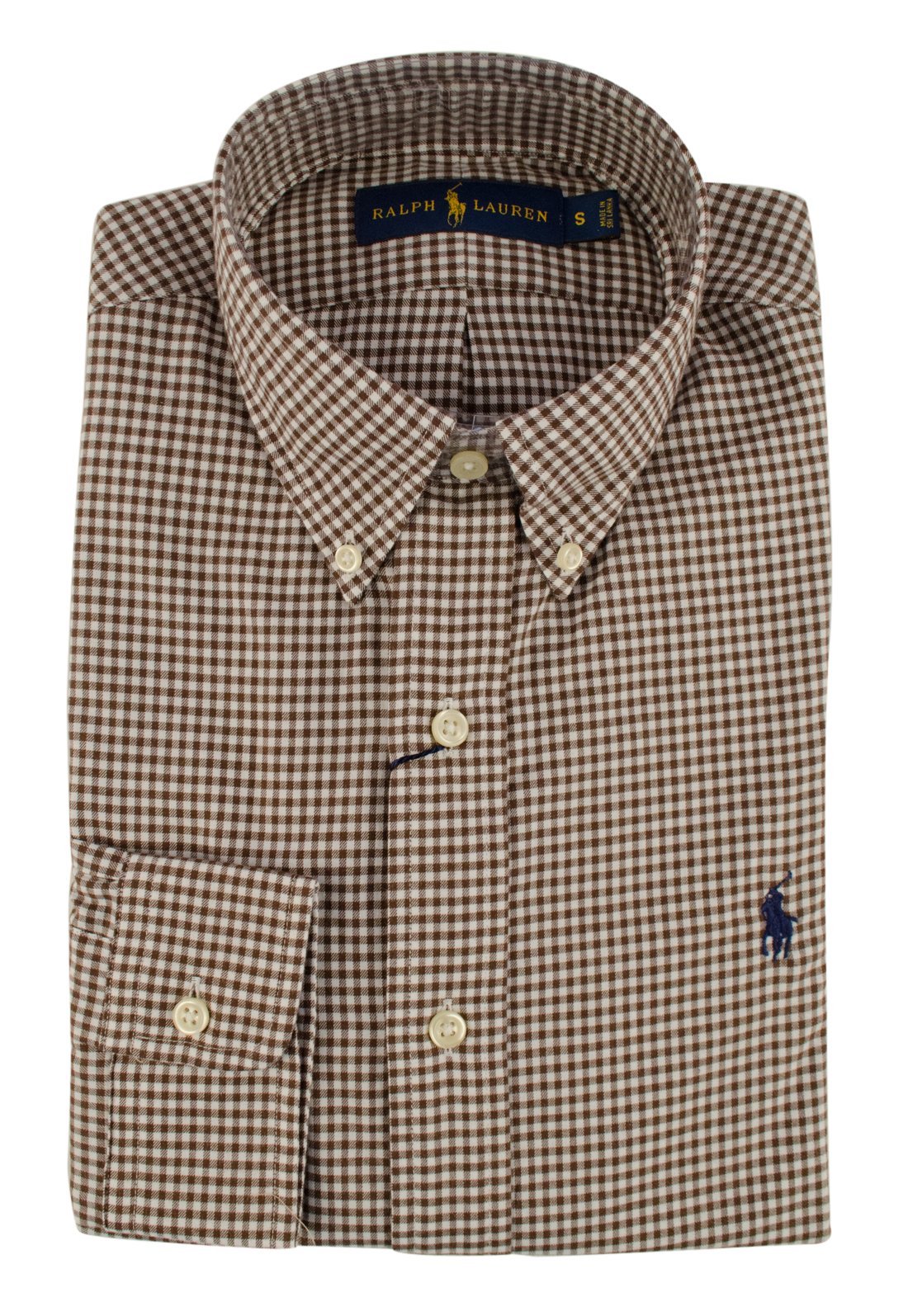 Men's Classic Fit Checked Twill Dress Shirt-E-XS Espresso