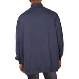 Men's Big & Tall Long Sleeve Luxury Jersey Shawl-Collar Pullover Shirt 4XB Navy Heather