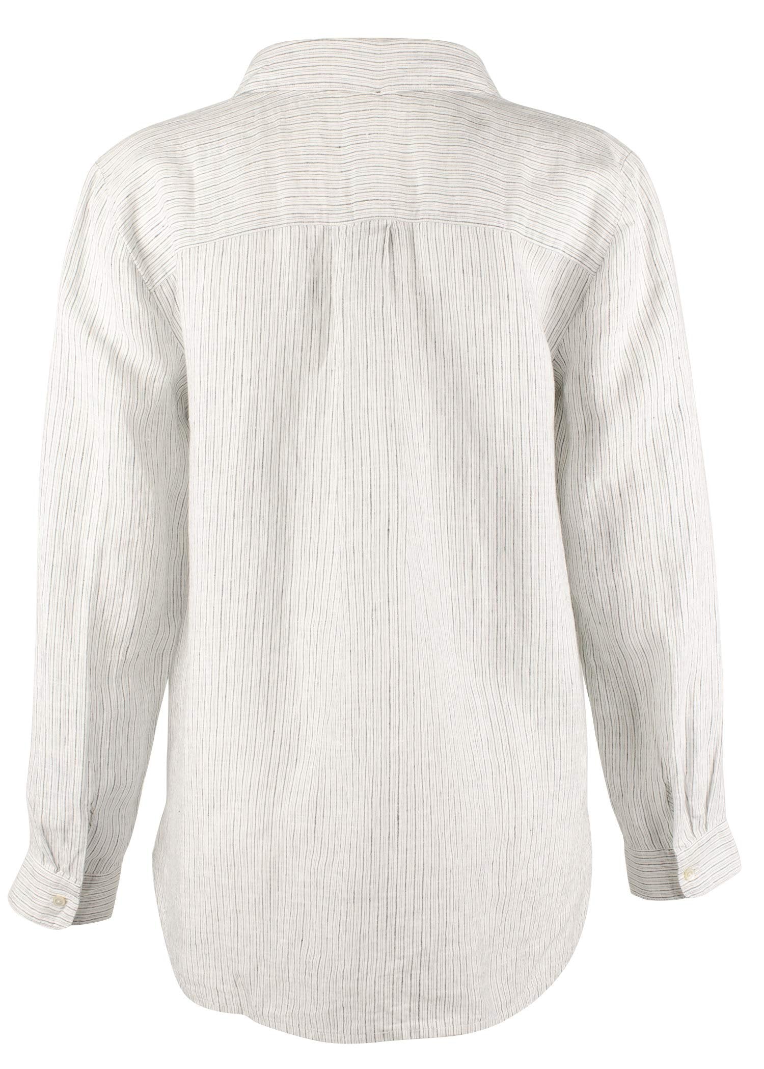 Eileen Fisher Womens Linen Striped Button-Down Top Navy XS
