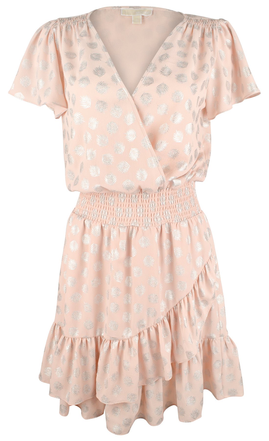 Michael Kors Women's Plus Size Faux Wrap Smocked Waist  Dress