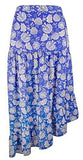 Vince Camuto Women's Asymmetrical Paisley Tiered Maxi Skirt Blue