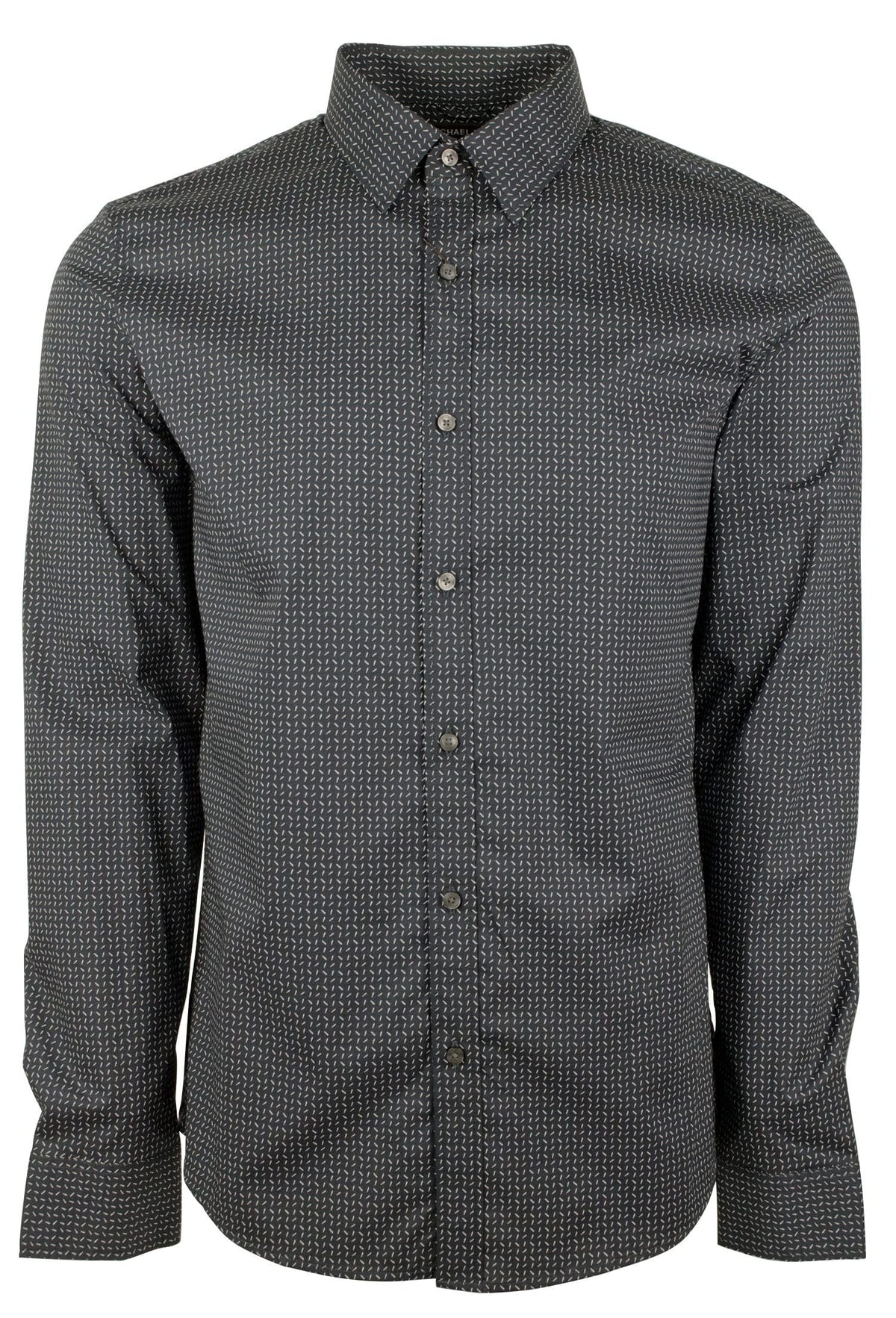Michael Kors Men's Slim Fit Geometric Lines Long Sleeves Shirt Blck Small Black
