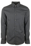 Michael Kors Men's Slim Fit Geometric Lines Long Sleeves Shirt Blck Small Black