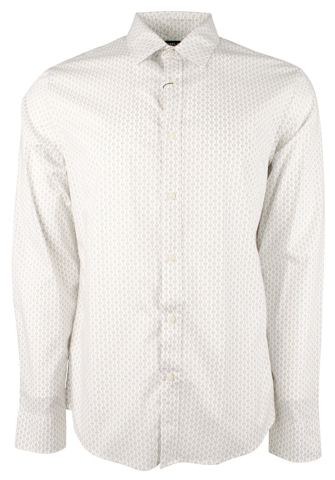 Men's Stretch MK Printed Slim Fit Long Sleeve Shirt Nickel