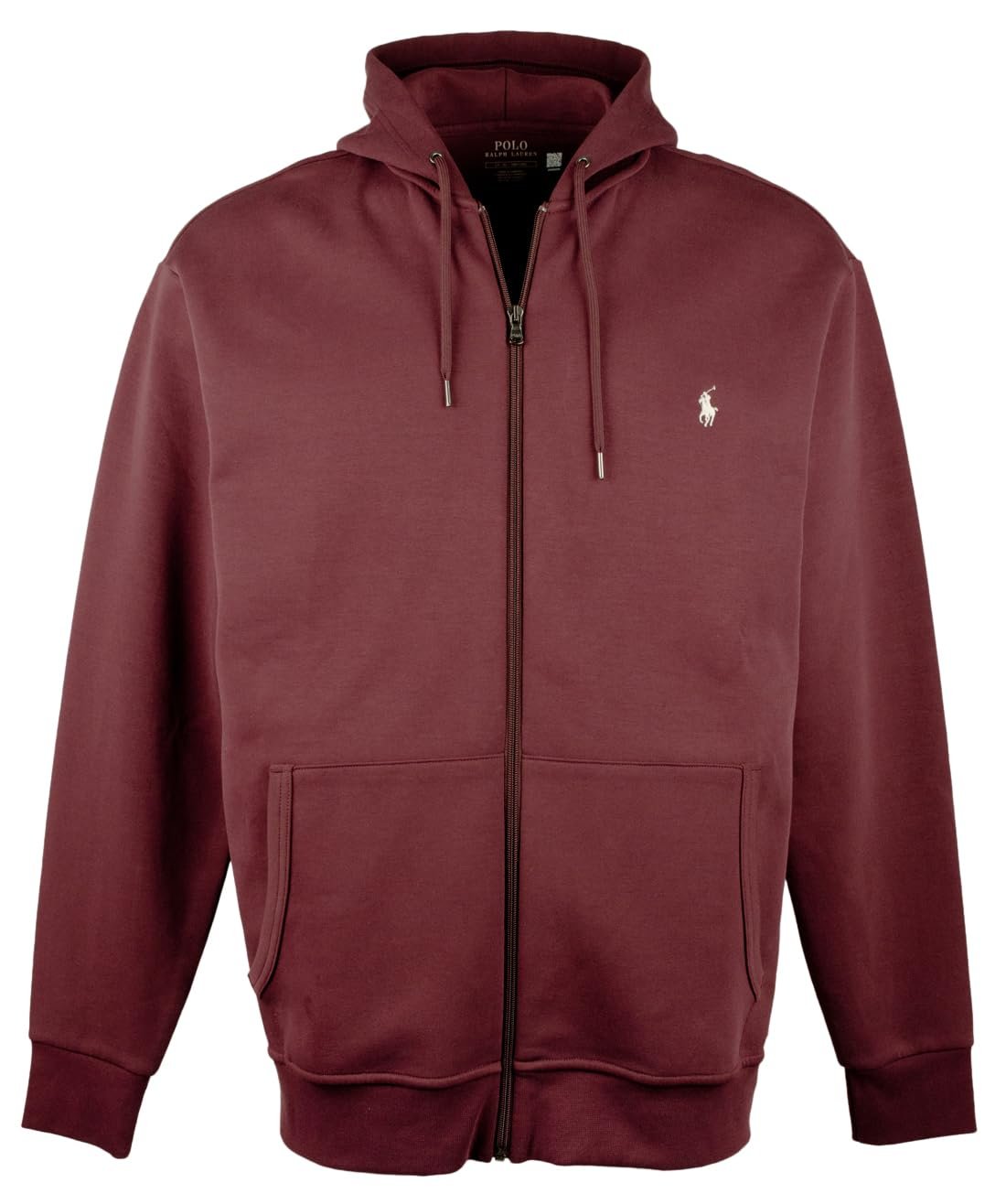 POLO RALPH LAUREN Men's Big & Tall Double Knit Full Zip Hoodie LT Red