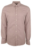 Men's Trim Fit Mini Check Long Sleeves Shirt-C-Large Cordovan