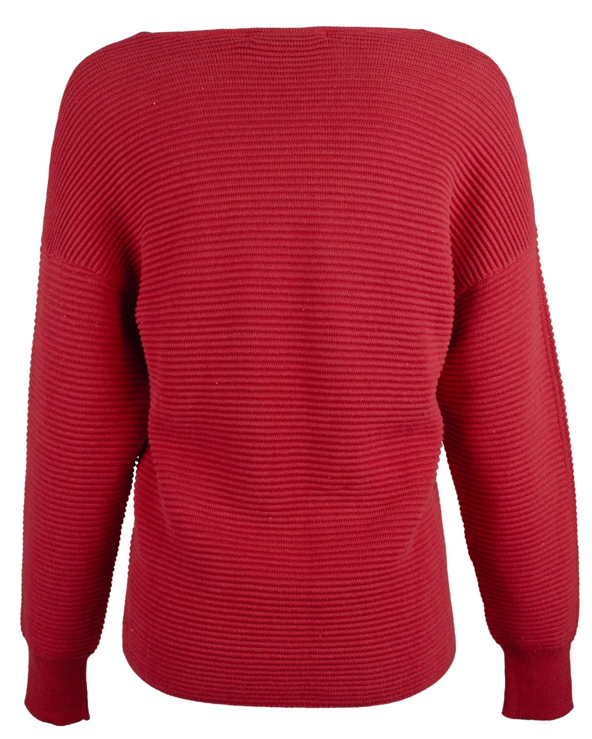 Suéter otomano con lentejuelas Bonita para mujer, cuello en V, rojo, talla grande