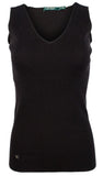 Women's V-Neck Sleeveless Sweater Top PB Small Polo Black