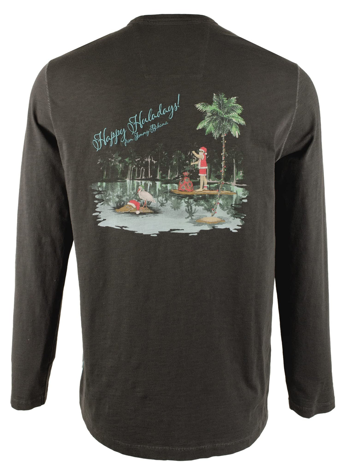 Men's Santa On Holiday Long Sleeves Shirt-C-Small Coal
